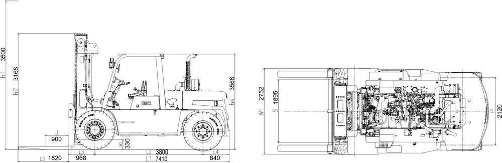 Схема Дизельный вилочный погрузчик TRF D160-3W