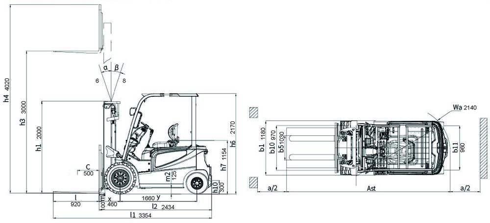 Схема Электрический вилочный погрузчик TRF E20-4i2HLi-M